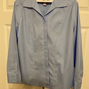Chico's No Iron Poplin Sky Blue LS Blouse